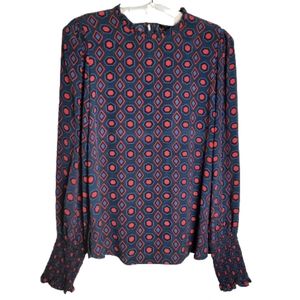 Rachel Zoe Crew-Neck Long Sleeve Blouse with Ruffles, and Graphics, Size XS
